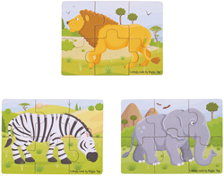 Bigjigs Safari (6-teilige Puzzles) 3 Puzzles