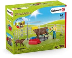 SCHLEICH 42529 Spielset - Kuh Waschstation (Farm World), Mix