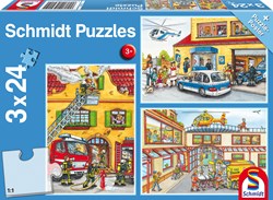 Schmidt puzzle Pompiers et Police - 3 x 24 pièces - jouet éducatif