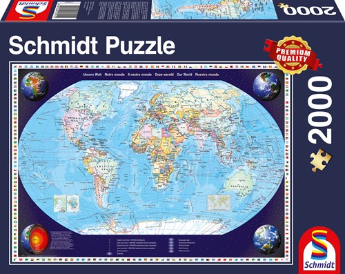 Schmidt puzzle carte du monde - 2000 pièces - puzzle adultes-2