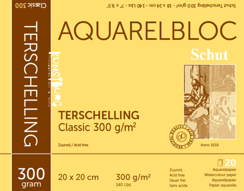 Schut papier Schut Terschelling Aquarelpapier 20x20 cm 300gr 20 vel