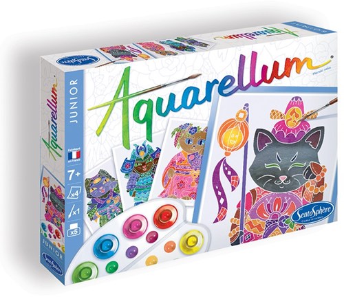 Sentosphère peinture Aquarellum Maneki Neko coffret créatif chat porte-bonheur