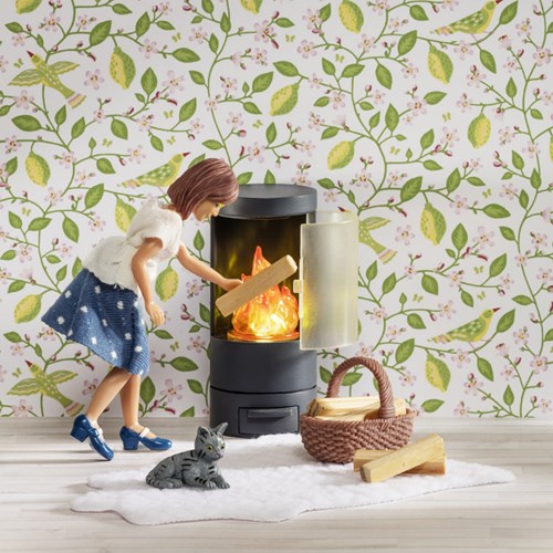 Lundby cheminée maison de poupée - accessoire salon miniature LED-2