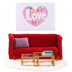 Lundby Set - Woonkamer (rood)