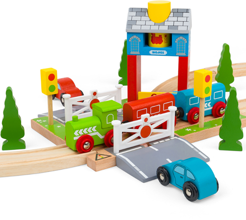 BigJigs Holz-Signalhaus für Eisenbahn - 3-teiliges Set-3