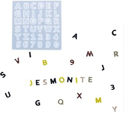 Jesmonit-Silikonform, 13,5 x 13,5 x 0,5 cm, ABC und Zahlen