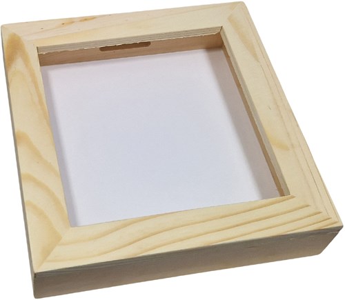 Hobbygroep Spardose Plexiglas Holz Geldbox Natur Weiß 17 cm