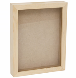 Hobbygroep tirelire bois transparente décoration 19,8x15x4 cm
