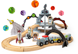 BigJigs train en bois espace - jouet en bois FSC 40 pièces