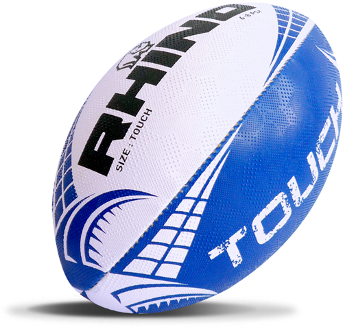 Rhino Rugbyball Touch weiß/blau - langlebiger Gripball für Rugby