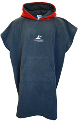 SwimTech poncho microfibre gris/rouge adulte plage & piscine