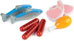 Tidlo Holz Spielzeug Fleisch und Fisch Set - pädagogisches Rollenspiel