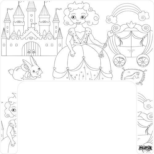Matta set de table château princesse à colorier - réutilisable pour Ikea Antilop