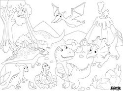Matta set de coloriage dino forêt - nappe effaçable réutilisable en silicone