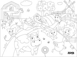 Matta set de table à colorier ferme - Set effaçable réutilisable pour enfants