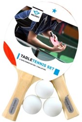 Angel Sports set de tennis de table - 2 raquettes 1 étoile avec 3 balles rouge-bleu