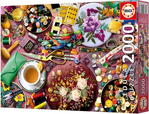 Educa Puzzle Der Nähtisch 2000 Teile Nostalgie Erwachsene-2