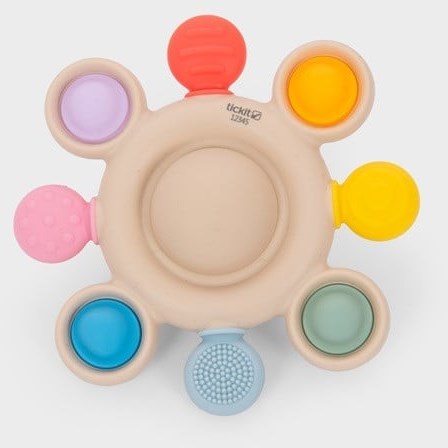 TickiT Silikon Beißring sensorisches Spielzeug Regenbogen Baby