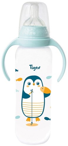 Tigex Babyflasche mit Griffen 330ml Air Control Pinguin Blau BPA-frei