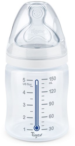 Tigex Babyflasche Transition+ 150ml mit Nilpferd Design für 0-6 Monate-2
