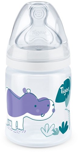 Tigex Babyflasche Transition+ 150ml mit Nilpferd Design für 0-6 Monate