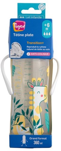 Tigex Babyflasche mit Griffen 300ml Giraffe - Übergangsflasche-2