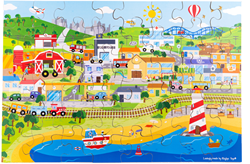 BigJigs puzzle de sol ville des transports - jouet éducatif en carton