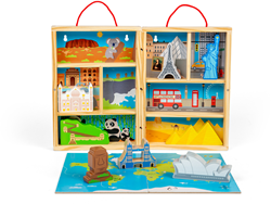 BigJigs Holz Reise Spielset - Lernspielzeug Reisekoffer für Kinder