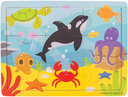 BigJigs puzzle en bois - animaux sous-marins - puzzle plateau
