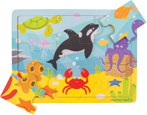 BigJigs puzzle en bois - animaux sous-marins - puzzle plateau-2