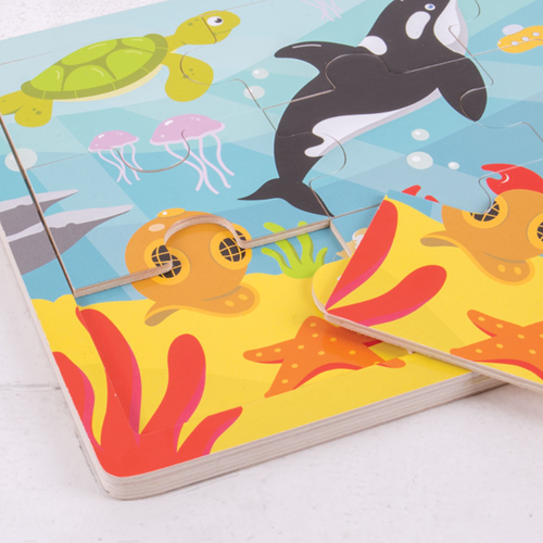 BigJigs puzzle en bois - animaux sous-marins - puzzle plateau-3