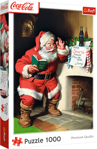Trefl Puzzle 1000 Teile - Coca-Cola Weihnachtsmann am Kamin - Weihnachtspuzzle