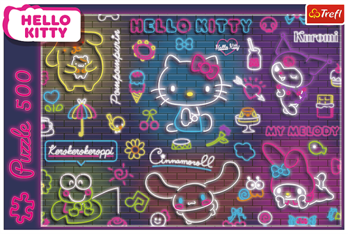 Trefl Puzzle Neon Hello Kitty - 500 Teile - bunte Kartonpuzzle-2