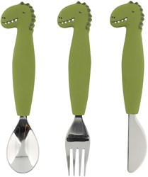 Trixie vaisselle enfant en silicone set repas 3 pièces Mr. Dino multicolore