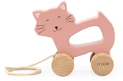 Trixie jouet à tirer en bois chat - bois FSC - jouet bébé - rose