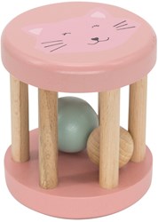 Trixie hochet bébé bois rose - anneaux silicone Mrs. Cat jouet sensoriel