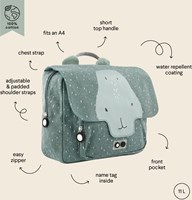 Trixie Cartable - Sac à dos enfant Mr. Hippo coton déperlant vert-2