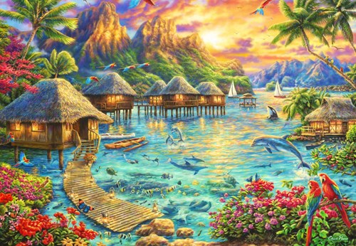 Grafika Puzzle Tropical Oasis 1000 Teile Karton Erwachsene