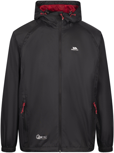 Trespass Qikpac Waterproof Jacket - Black/Red - Medium