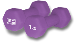 Urban Fitness Hex Dumbbells - Neoprene Covered (Pair) -  - 2 x 1kg - Purple