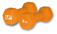 Urban Fitness Hex Dumbbells - Neoprene Covered (Pair) -  - 2 x 3kg - Orange
