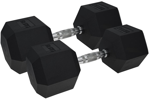 Urban Fitness PRO Hex Dumbbell - Rubber Coated (Pair) - Black - 2 x 12.5kg