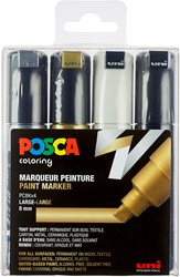 Uni Posca Uni Posca Verfmarker 4 Set 8K Metallic