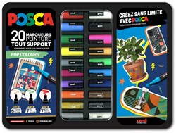 Posca set de marqueurs peinture pop colours 20 pièces mallette métal graffiti