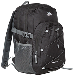 Trespass Rucksack Albus - schwarzer 30L Backpack mit reflektierenden Details