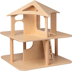 Van Dijk Toys Maison de poupée en bois ouverte sur 4 côtés - naturelle (adaptée à la garde d'enfants)