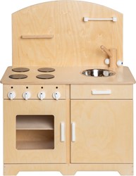 Van Dijk Toys Holzspielzeug Kche / Spielkche fr Kleinkinder - Natur mit Wei (Kinderbetreuungsqualitt)