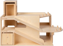 Van Dijk Toys garage à jouets en bois 2 étages et ascenseur - Naturel (Qualité de garde d'enfants)