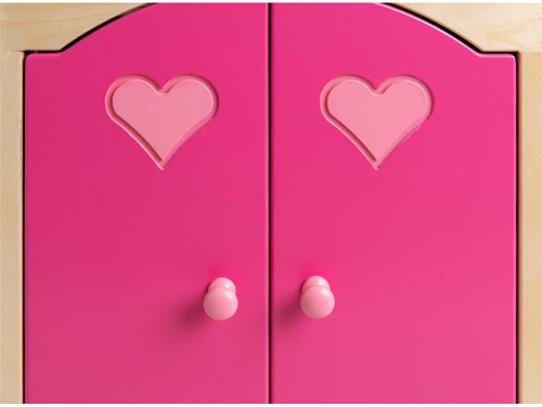 Van Dijk Toys Poppenkleding kast - Naturel met roze