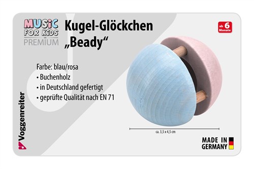Voggenreiter VOG - Boule en bois avec clochette Beady" pastel-2